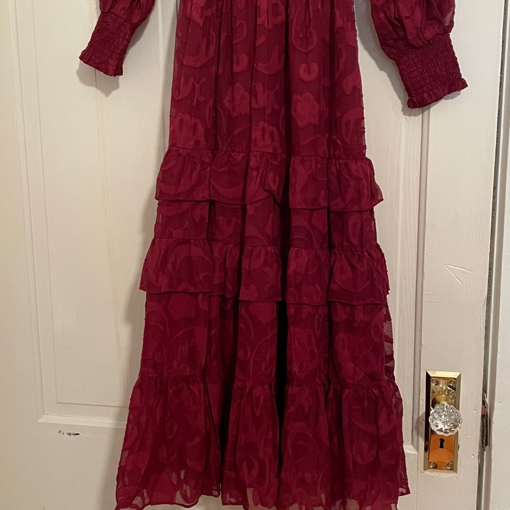 New Bloomingdale’s Aqua Lace Tiered Midi Dress size Small - Picture 7 of 13